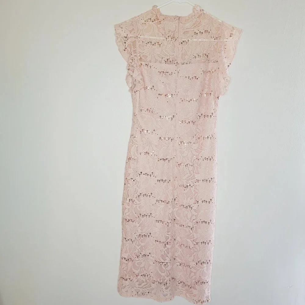 Enfocus Studios Dress Womens Sequin Lace Peach Size 4 Zipper Occasion Wedding - Picture 2 of 9